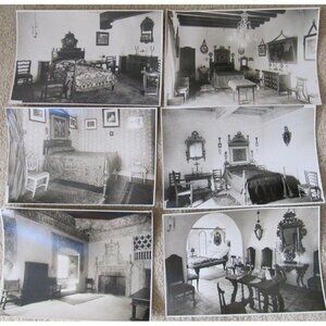 Set Of 6 Vintage Black & White Photographs Of Antique Bedroom Interiors WWF23